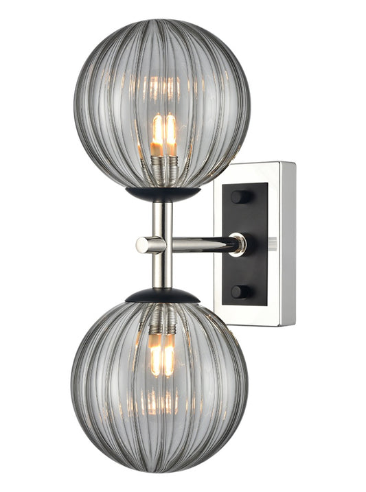 Stellar 2lt Bracket matt black and polished nickel with smoked glass