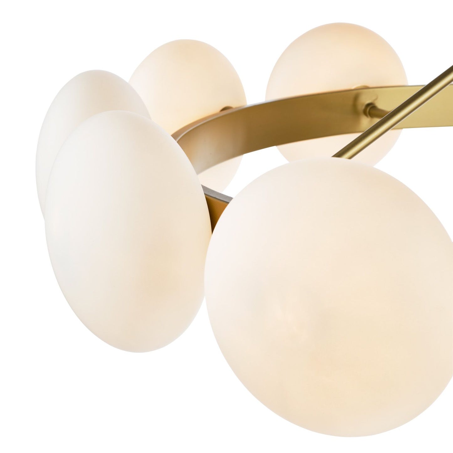 Tauri 12 Light Pendant Matt Gold and Opal Glass