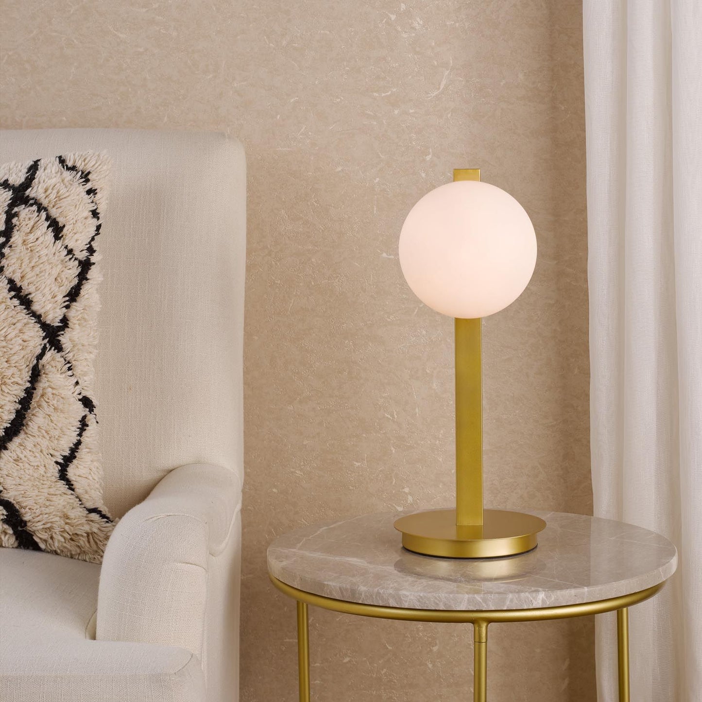 Tauri Table Lamp Matt Gold and Opal Glass