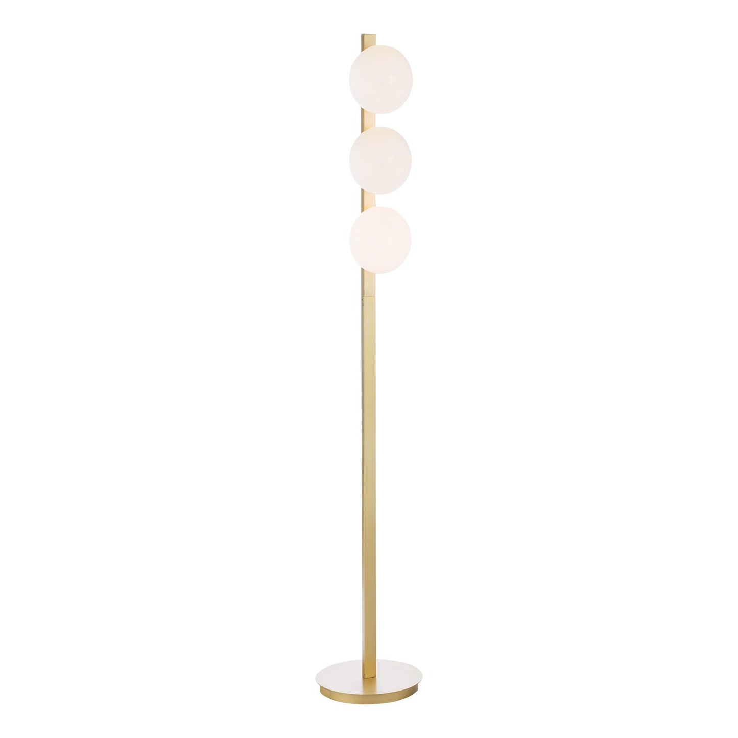 Tauri 3 Light Floor Lamp Matt Gold and Opal Glass