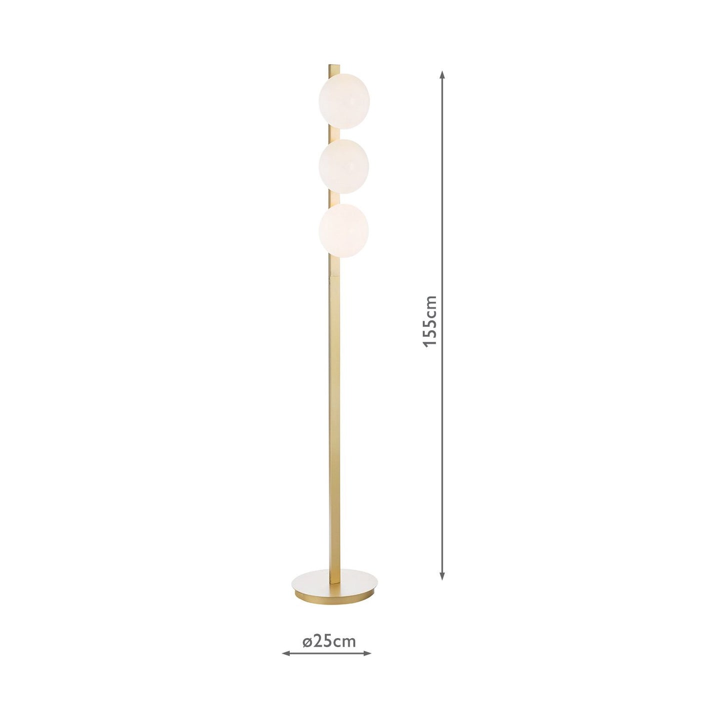 Tauri 3 Light Floor Lamp Matt Gold and Opal Glass