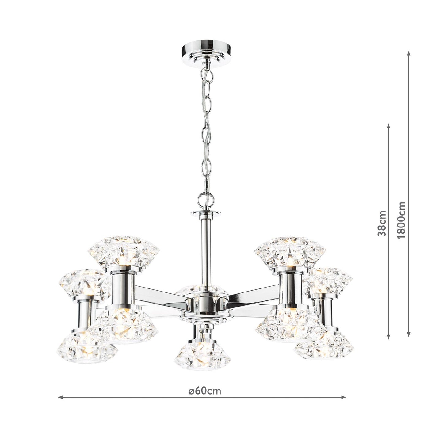 Tiana 10 Light Armed Pendant Polished Chrome