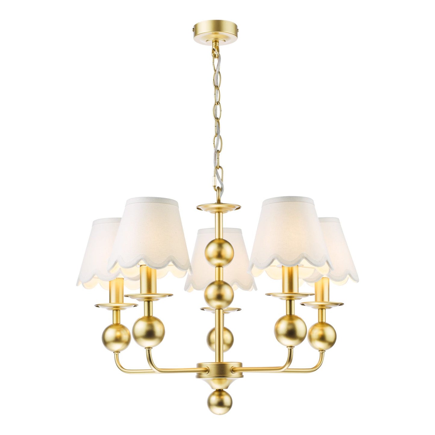 Tilda 5 Light Pendant Satin Gold With Shade