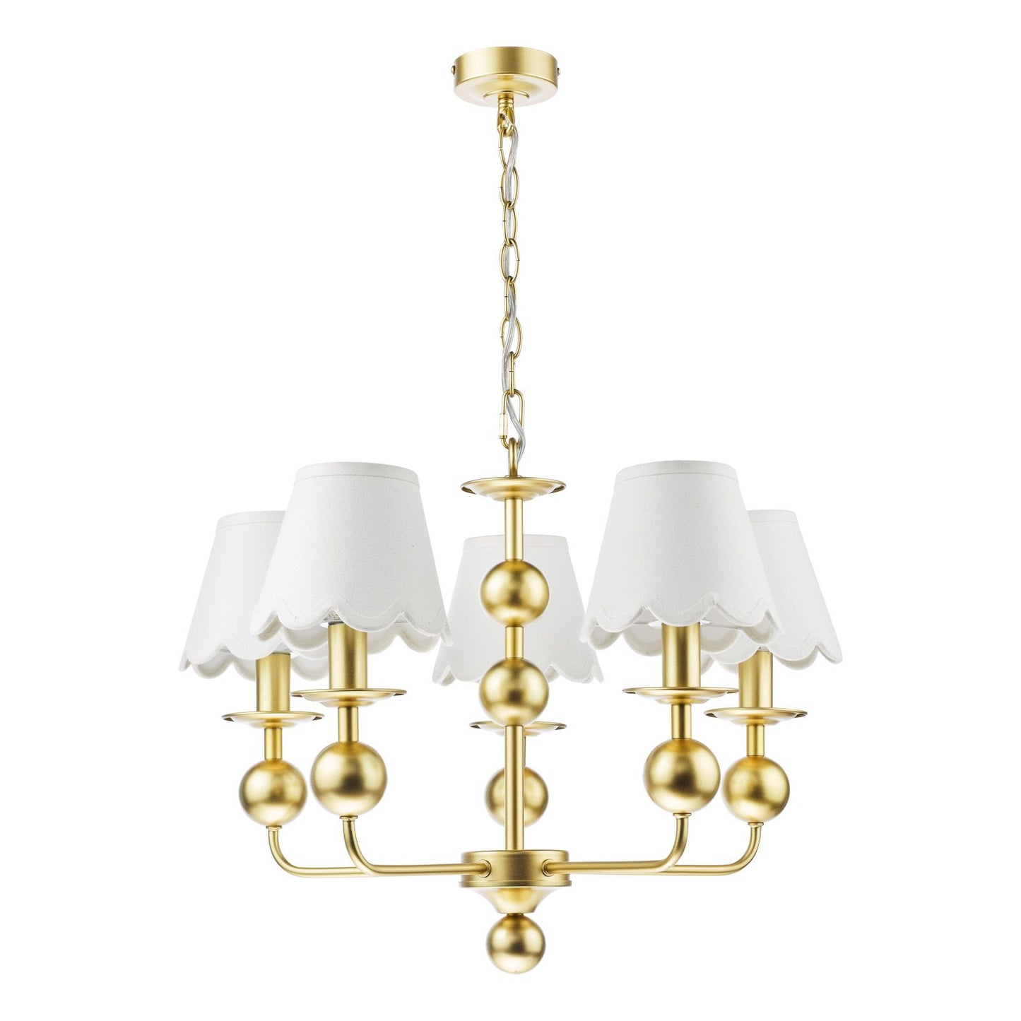 Tilda 5 Light Pendant Satin Gold With Shade