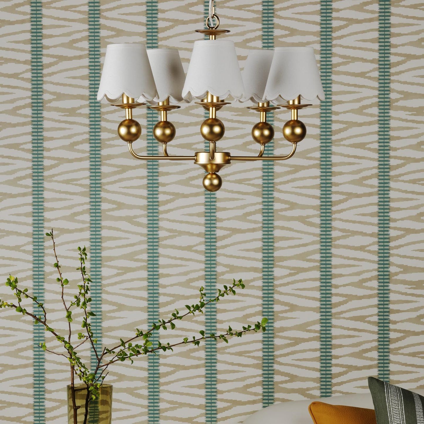 Tilda 5 Light Pendant Satin Gold With Shade