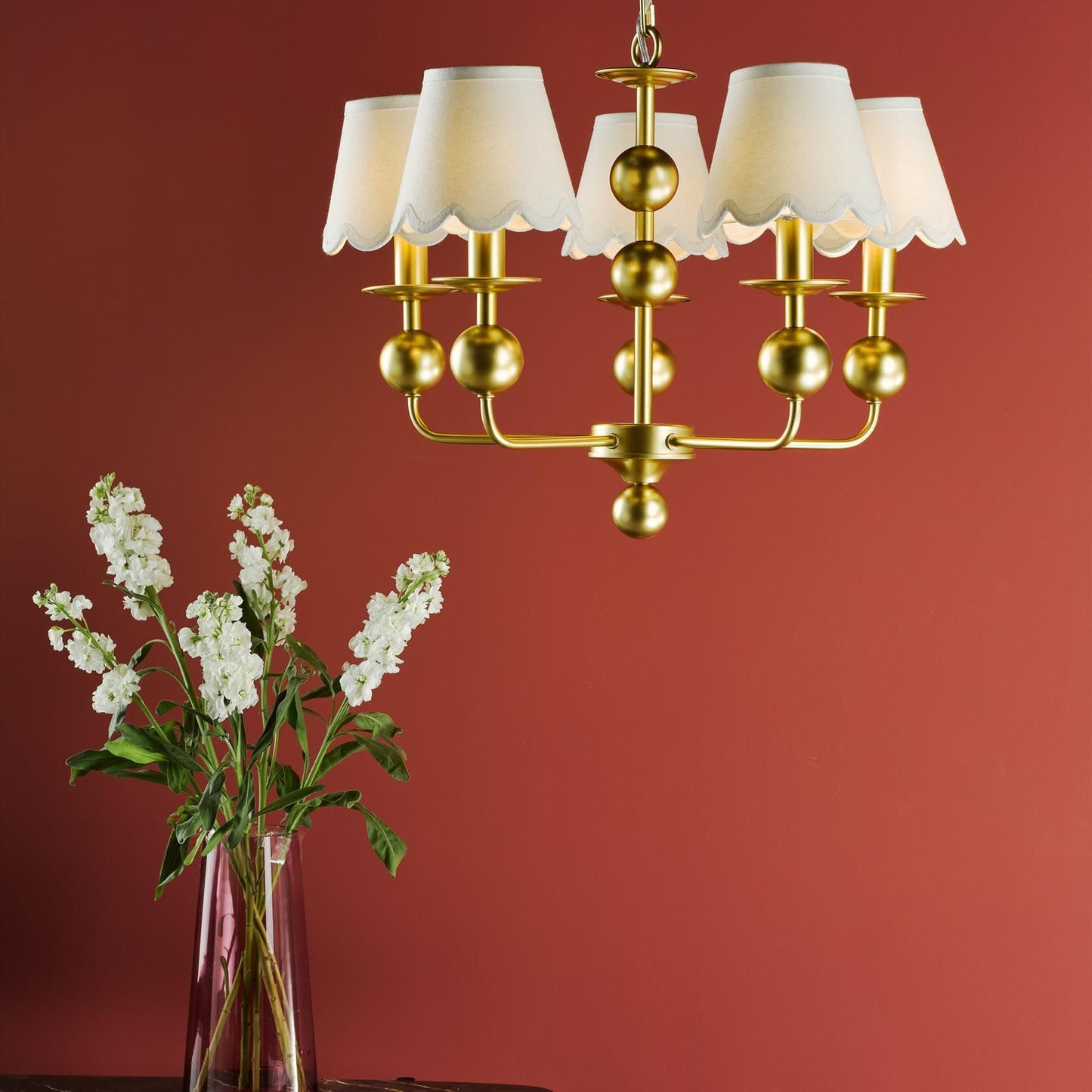 Tilda 5 Light Pendant Satin Gold With Shade