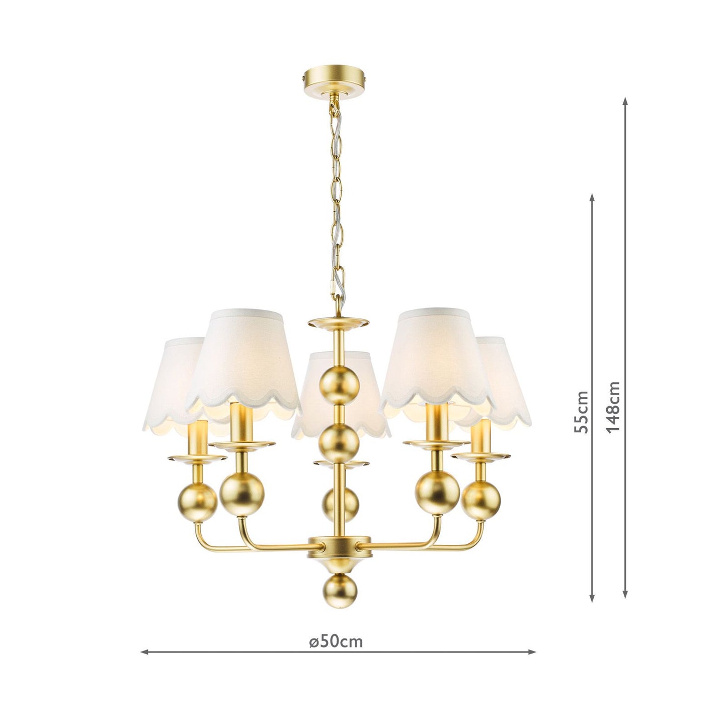 Tilda 5 Light Pendant Satin Gold With Shade