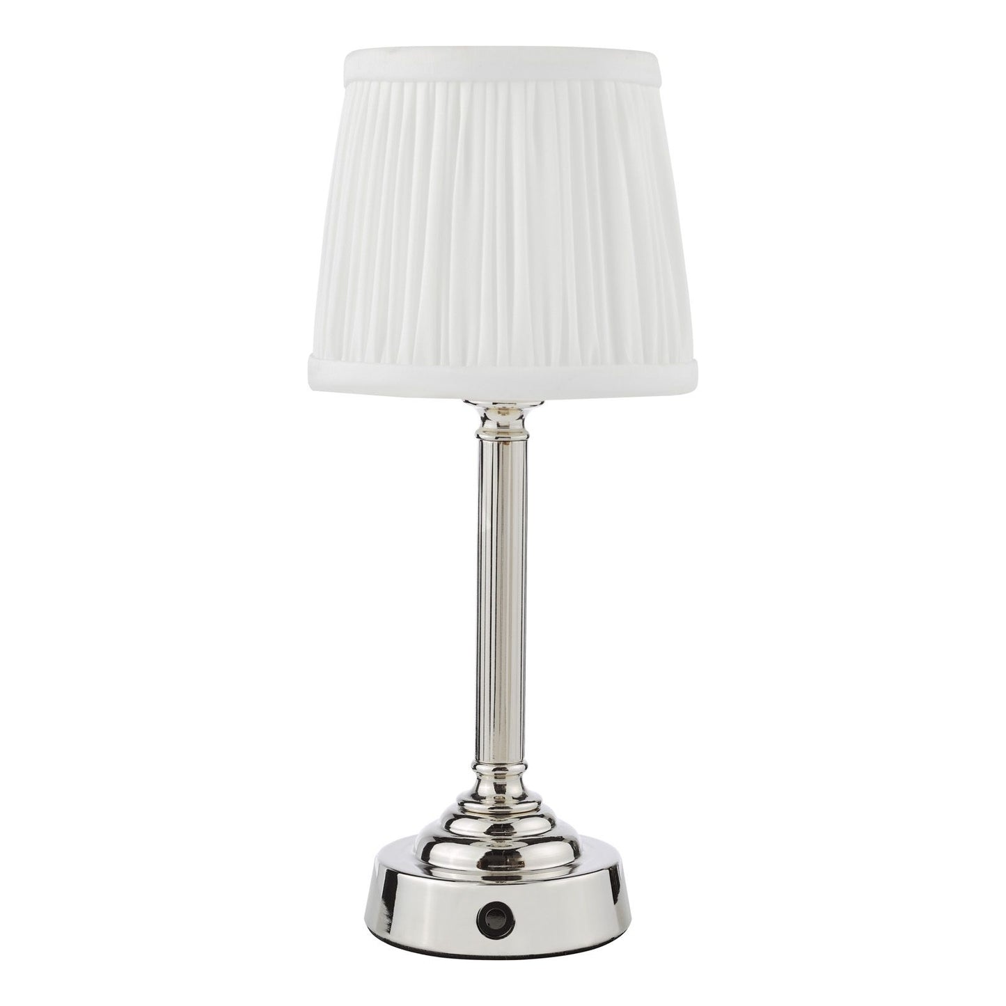 Virgil Rechargeable Table Lamp Polished Nickel With Shade LED