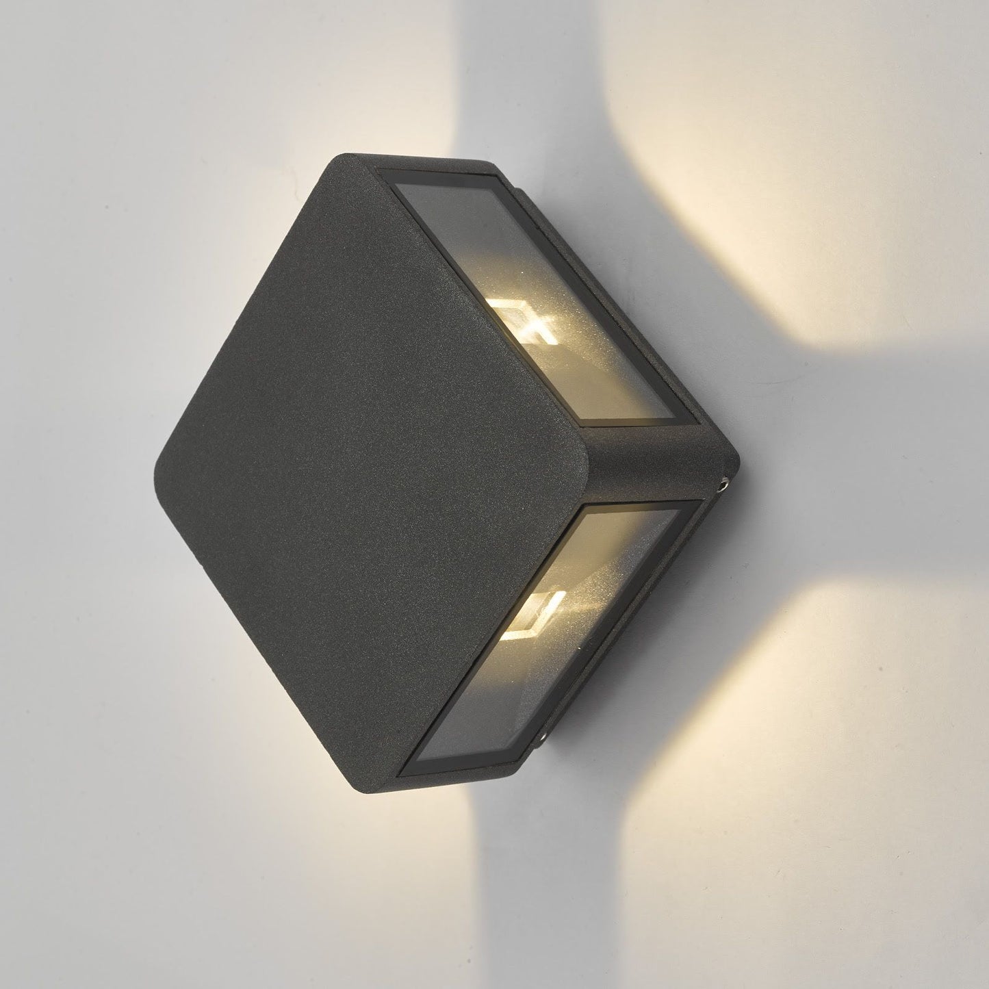 Weiss Outdoor 4 Light Wall Light Square Matt Grey Glass IP65 LED