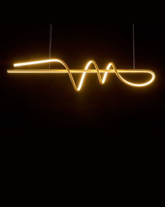 Clef Medium 1.2 M Horizontal Pendant Satin Gold Light