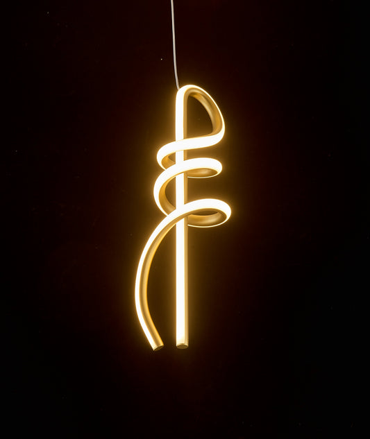 Clef Small Vertical Pendant Satin Gold Light