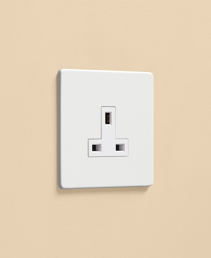 Dowsing & Reynolds - White Single Unswitched Socket - White Insert