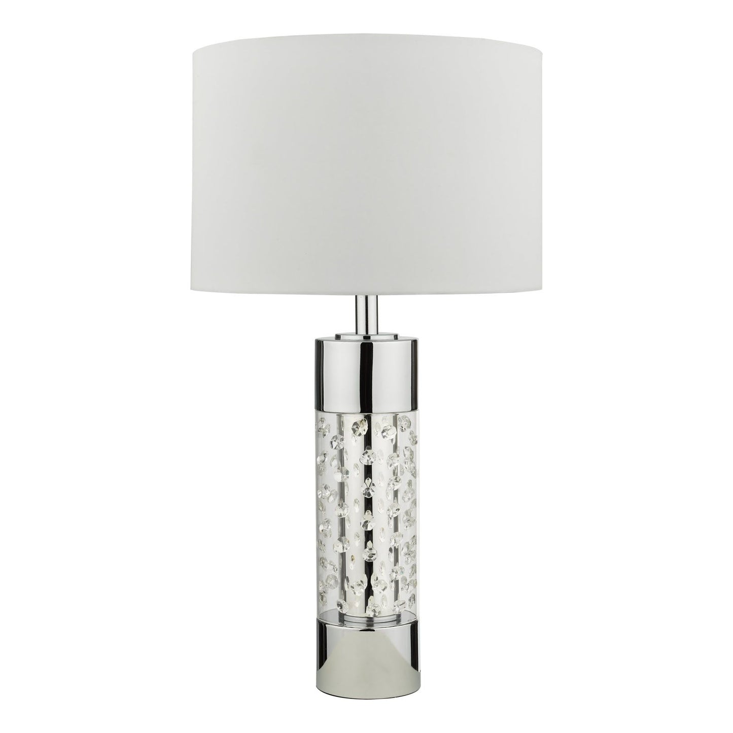 Yalena Large Table Lamp Polished Chrome And Glass With Shade