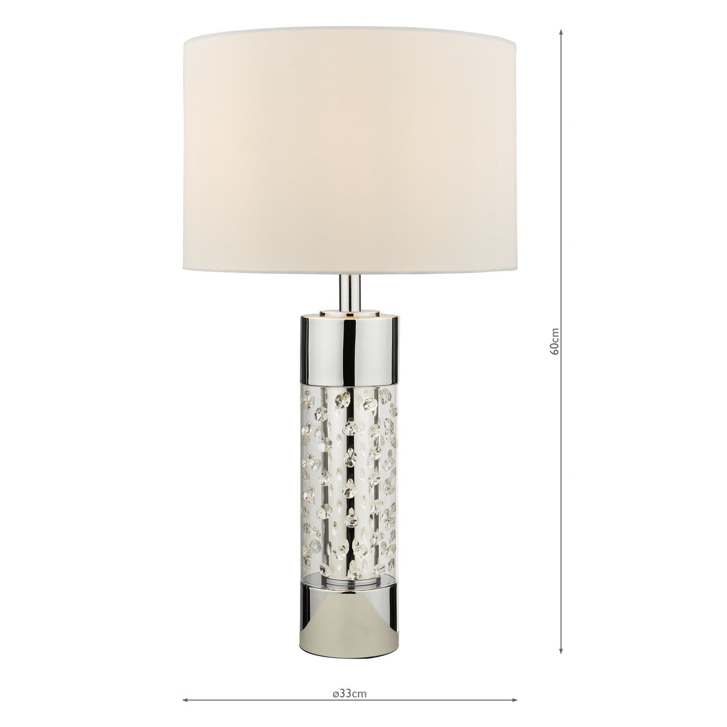 Yalena Large Table Lamp Polished Chrome And Glass With Shade