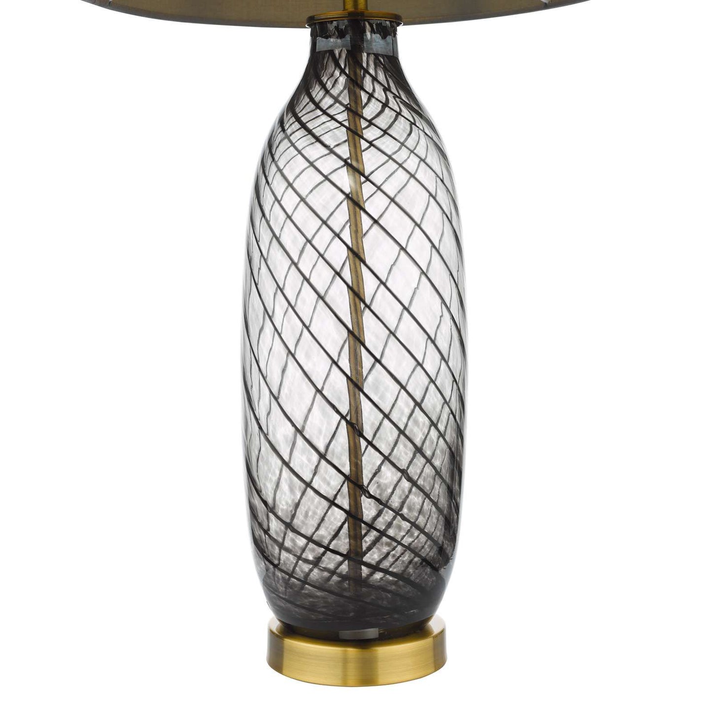 Zeya Table Lamp Smoked/Clear Glass Aged Brass With Shade