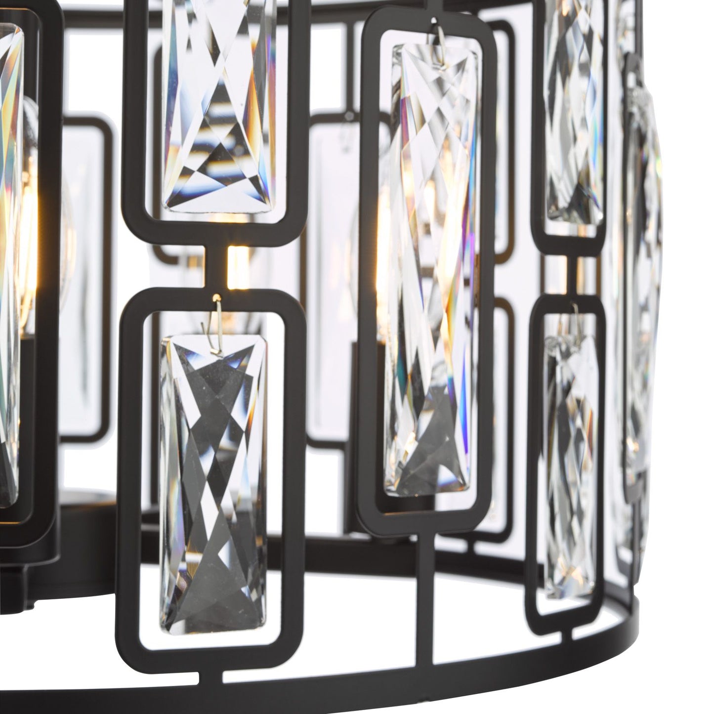 Zoelle 5 Light Pendant Matt Black and Crystal