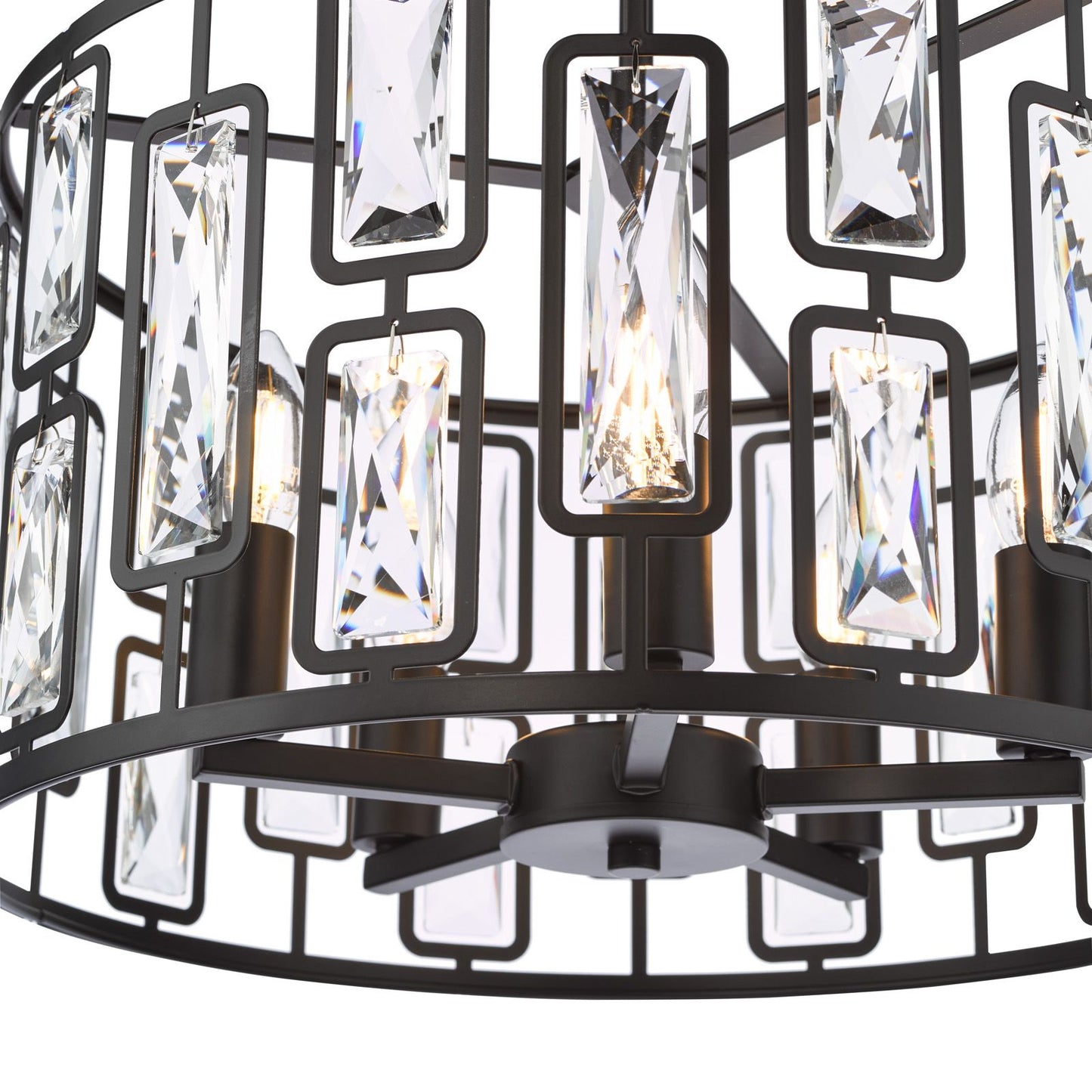 Zoelle 5 Light Pendant Matt Black and Crystal