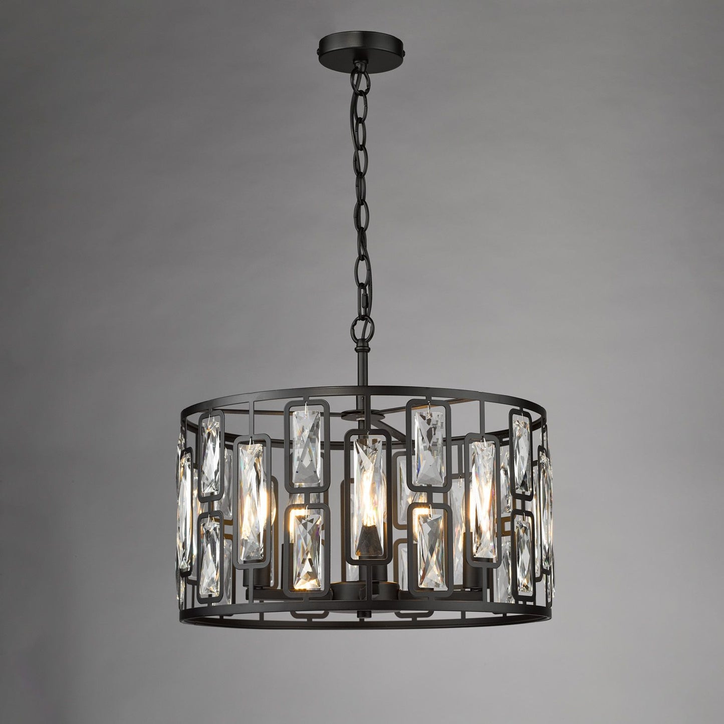 Zoelle 5 Light Pendant Matt Black and Crystal