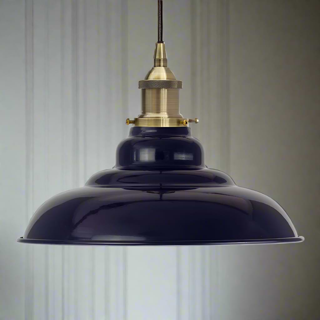 St Edmund's Painted Pendant Light in Squid Ink Blue