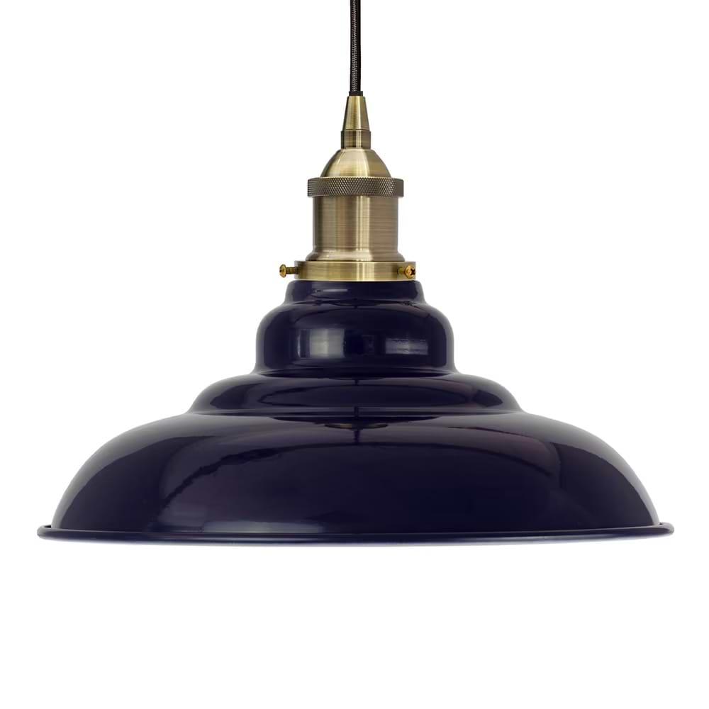 St Edmund's Painted Pendant Light in Squid Ink Blue