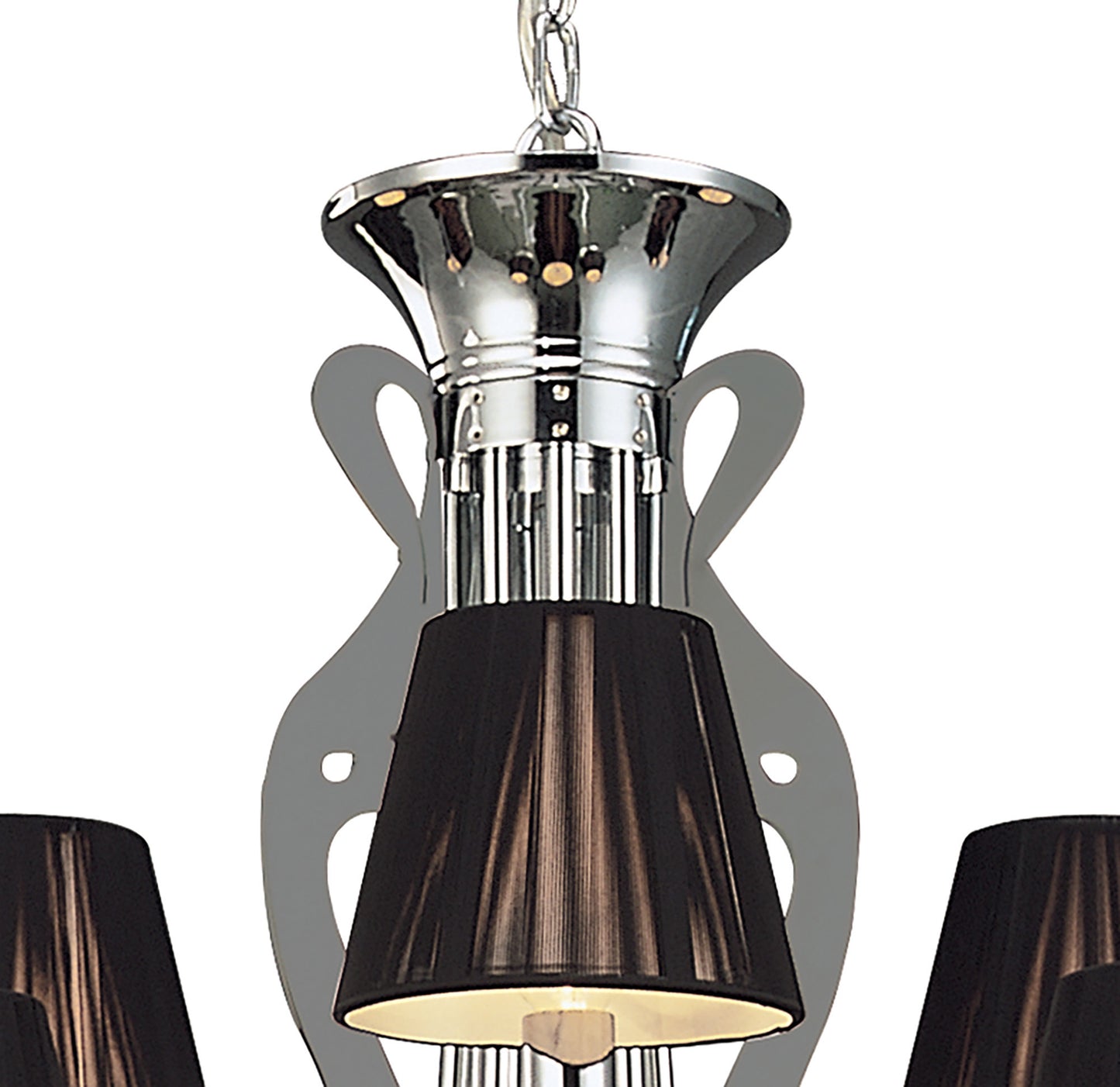 Acanto Pendant Round 9 Light E14, Polished Chrome With Black Shades by Mantra