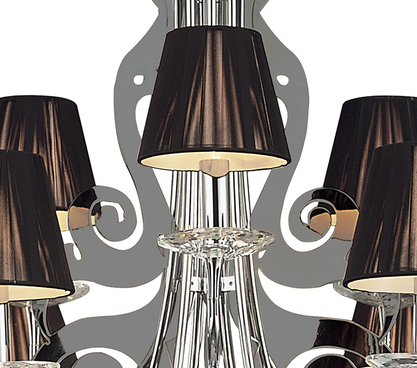 Acanto Pendant Round 9 Light E14, Polished Chrome With Black Shades by Mantra