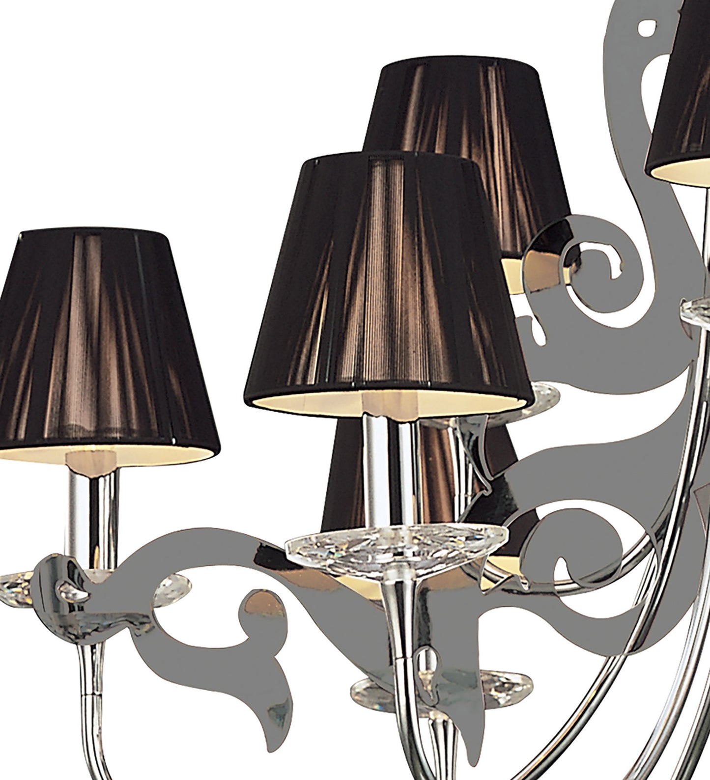 Acanto Pendant Round 9 Light E14, Polished Chrome With Black Shades by Mantra