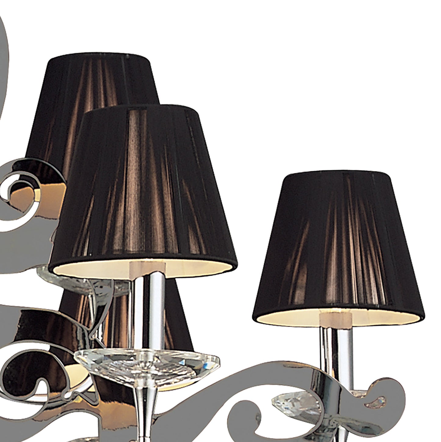 Acanto Pendant Round 9 Light E14, Polished Chrome With Black Shades by Mantra