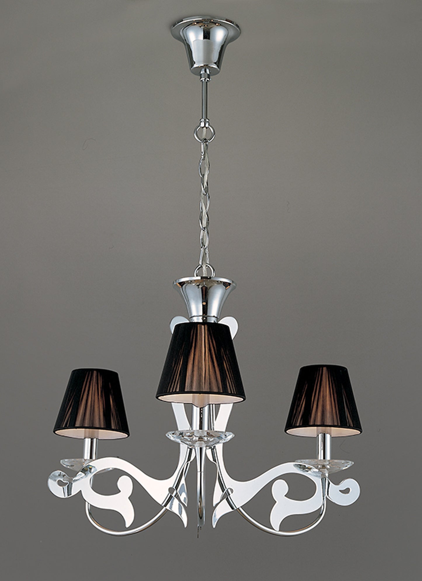 Acanto Pendant Round 3 Light E14, Polished Chrome With Black Shades by Mantra