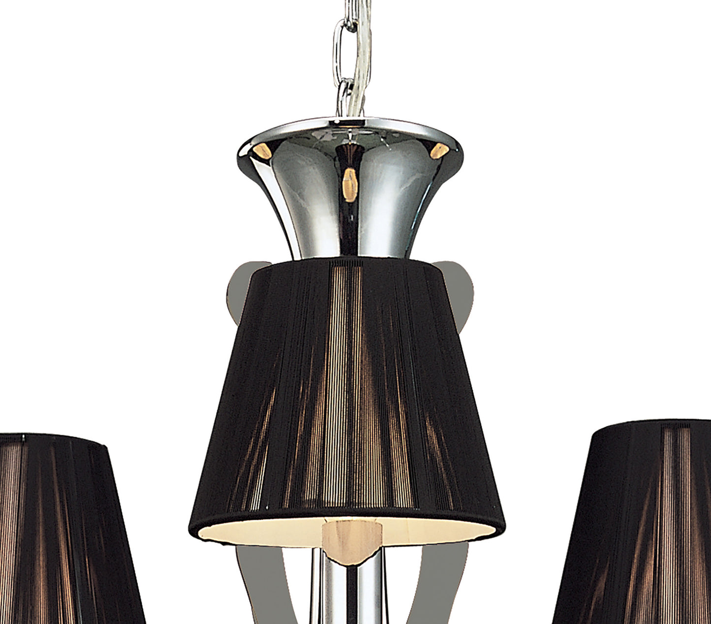 Acanto Pendant Round 3 Light E14, Polished Chrome With Black Shades by Mantra