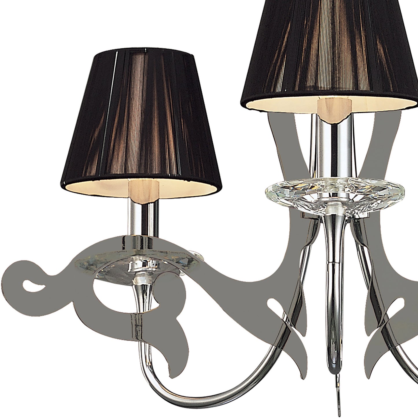 Acanto Pendant Round 3 Light E14, Polished Chrome With Black Shades by Mantra