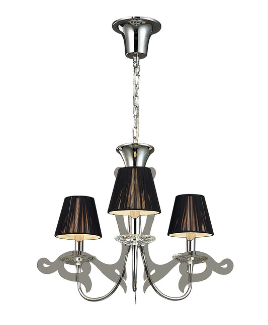 Acanto Pendant Round 3 Light E14, Polished Chrome With Black Shades by Mantra