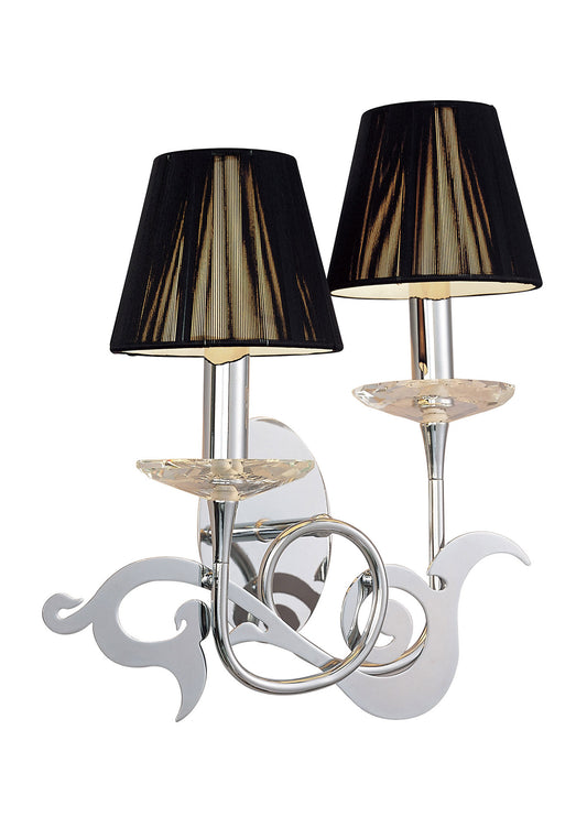 Acanto Wall Lamp Switched 2 Light E14, Polished Chrome With Black Shades by Mantra