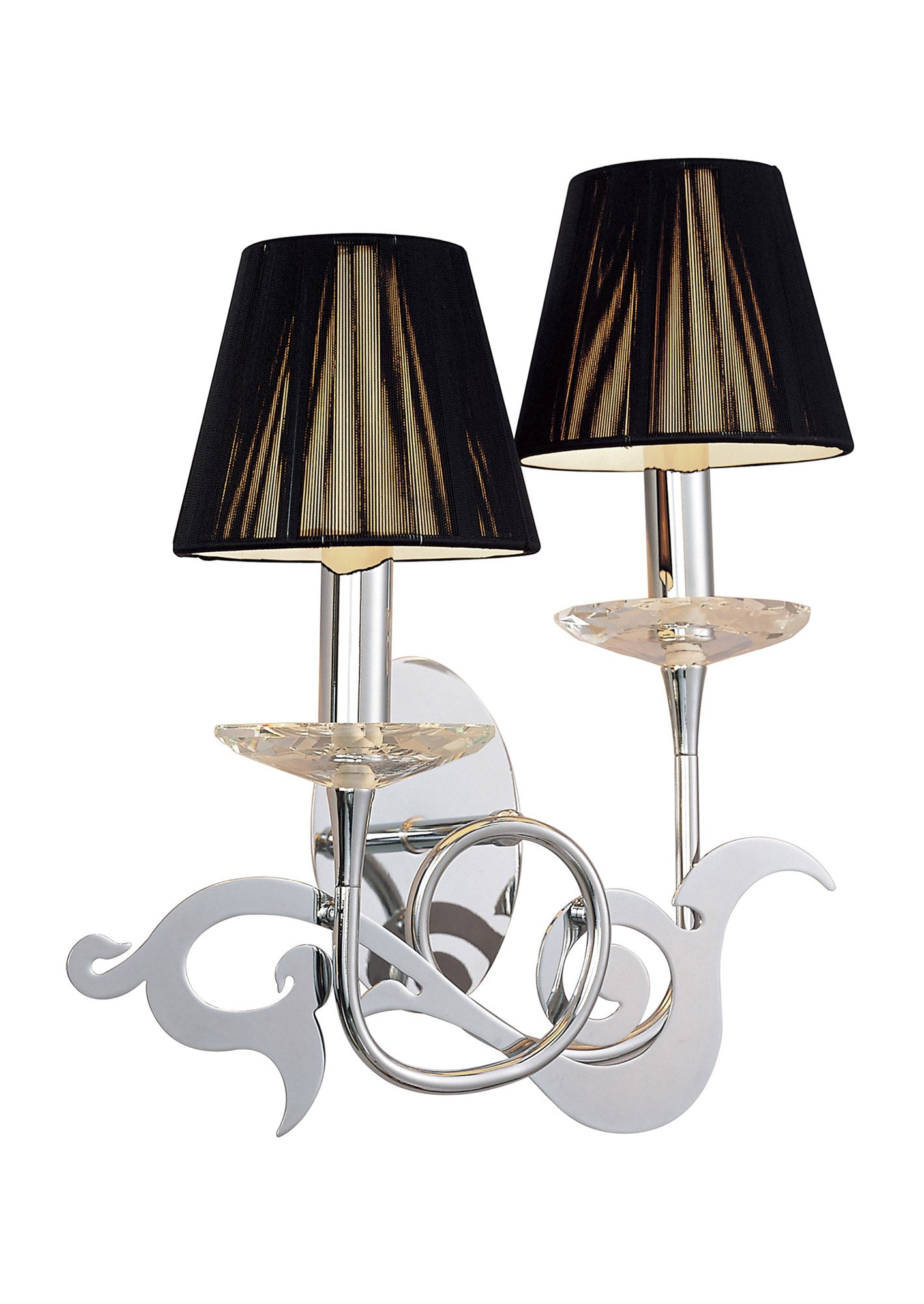 Acanto Wall Lamp 2 Light E14, Polished Chrome With Black Shades by Mantra