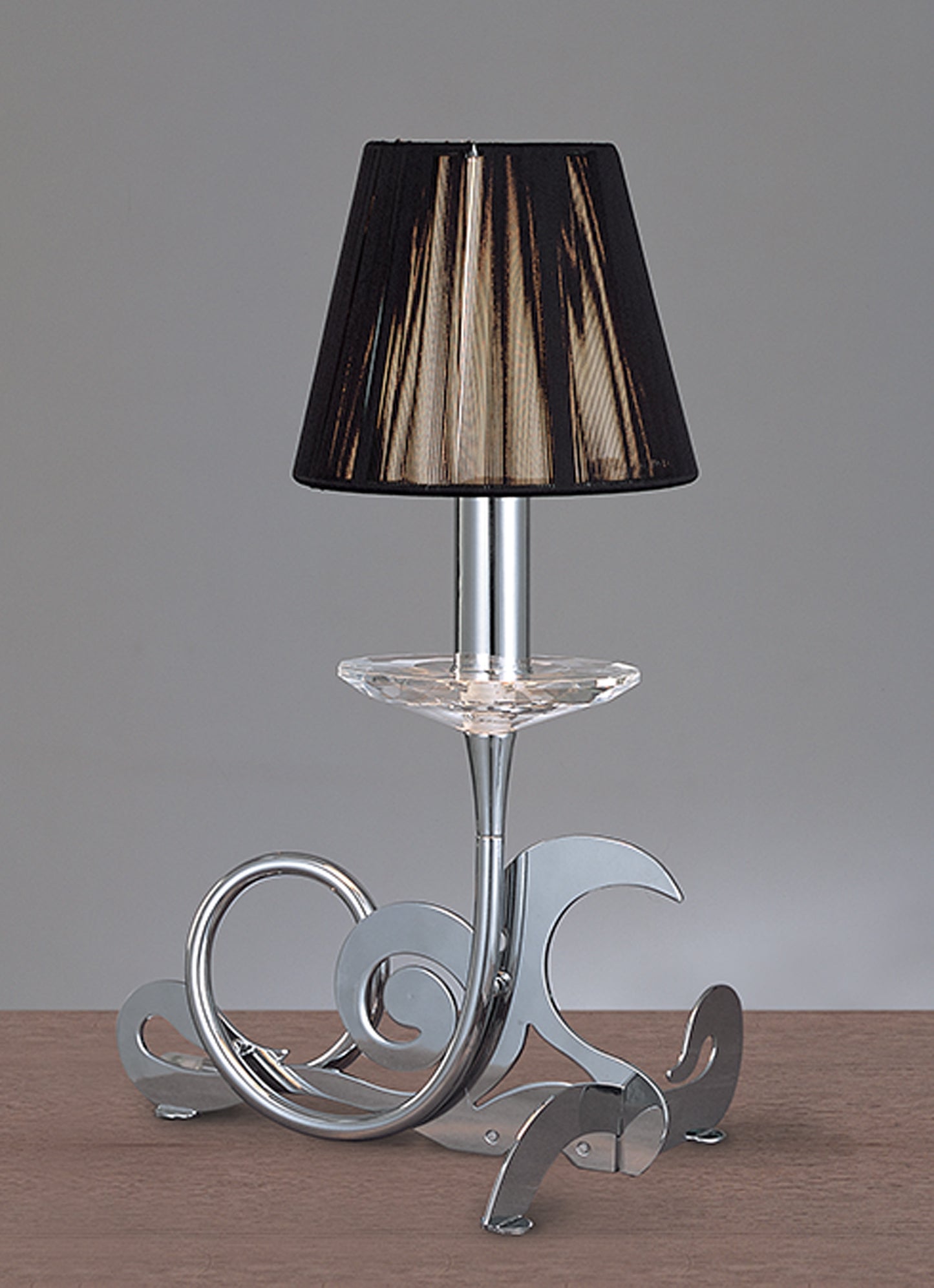 Acanto Table Lamp 1 Light E14, Polished Chrome With Black Shade by Mantra