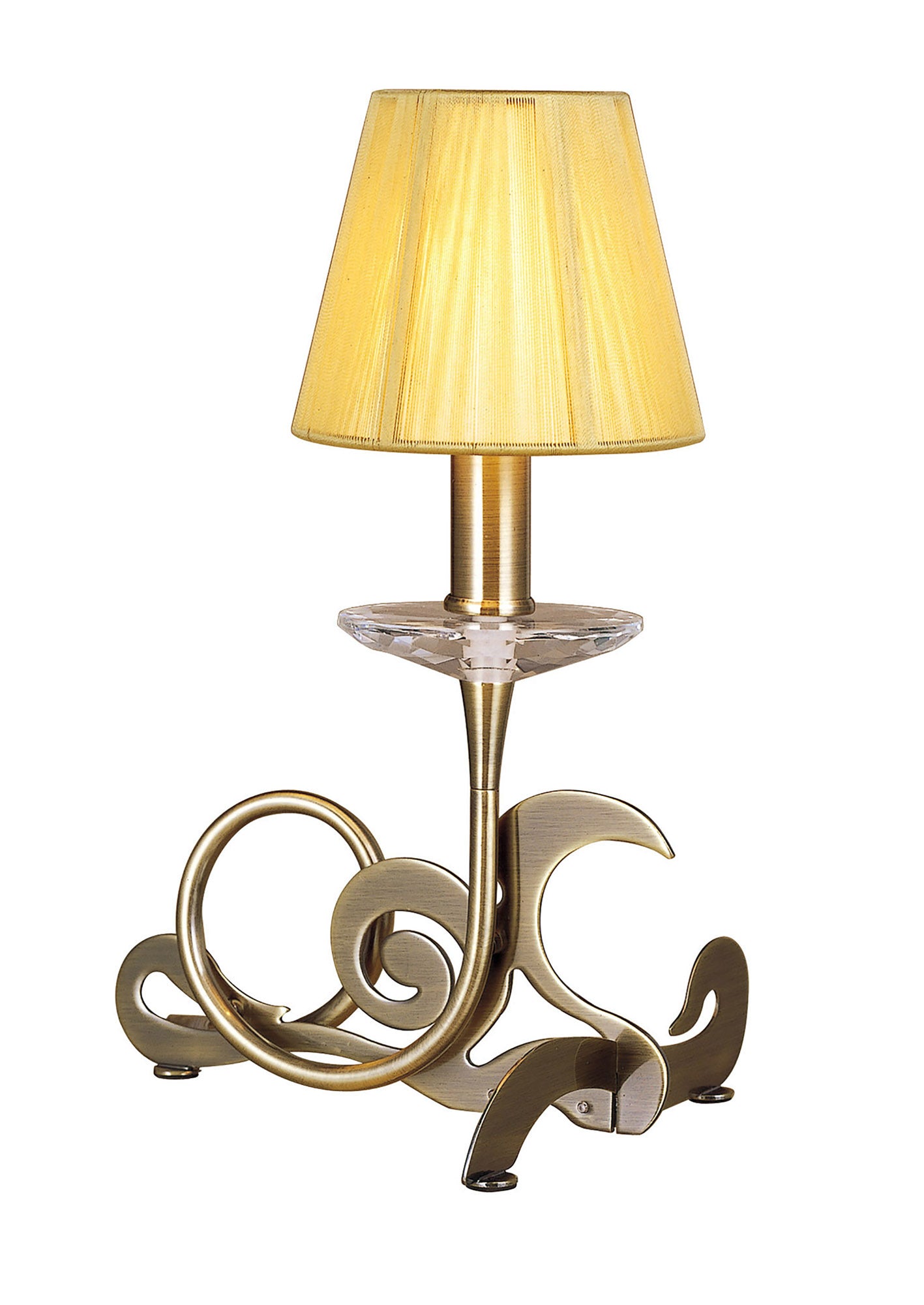 Acanto Table Lamp 1 Light E14, Antique Brass With Amber Cream Shade by Mantra