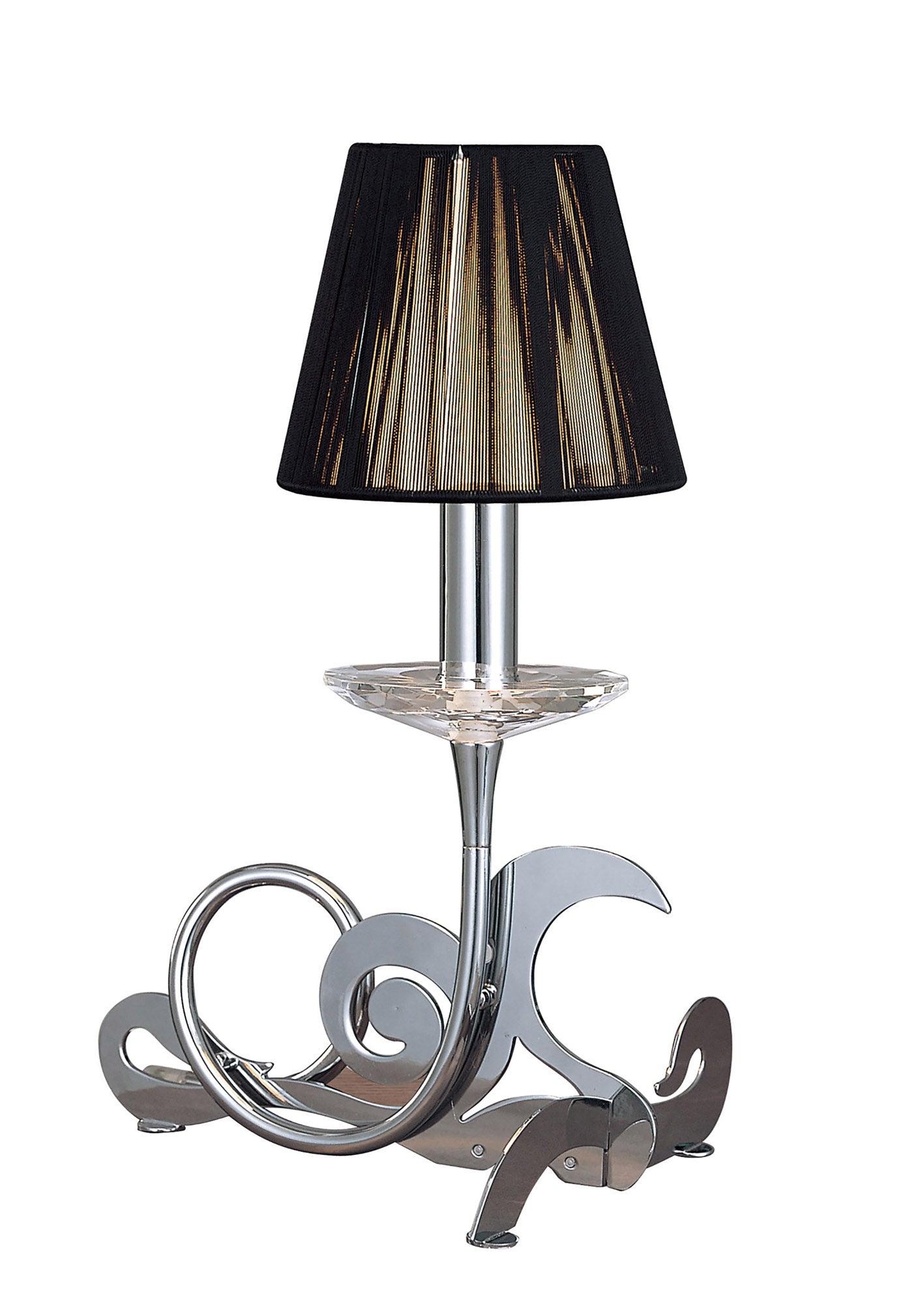 Acanto Table Lamp 1 Light E14, Polished Chrome With Black Shade by Mantra