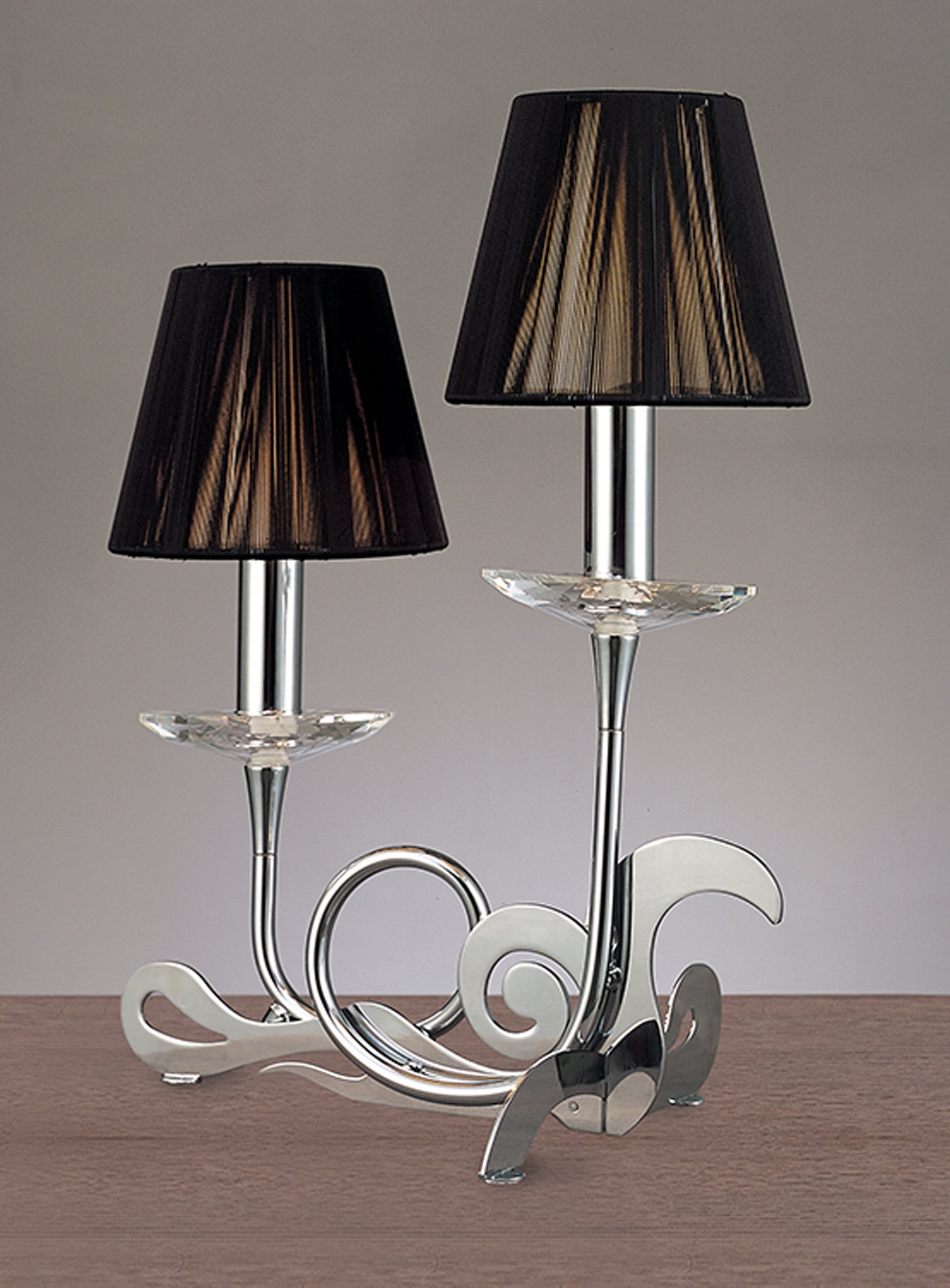 Acanto Table Lamp 2 Light E14, Polished Chrome With Black Shades by Mantra