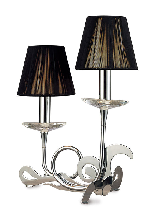 Acanto Table Lamp 2 Light E14, Polished Chrome With Black Shades by Mantra