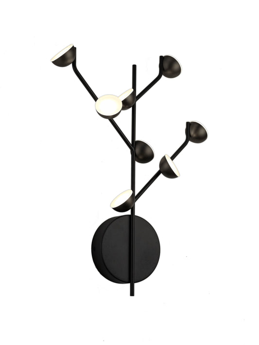 Adn 8 Light Wall Lamp, 24W LED, 3000K, 1600lm, Black, 3yrs Warranty by Mantra