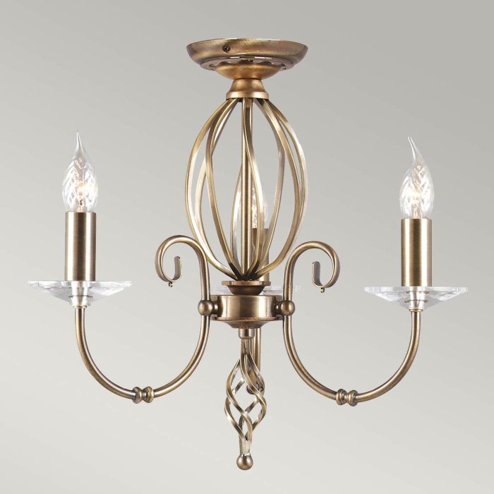 Aegean 3 Light Chandelier - Aged Brass