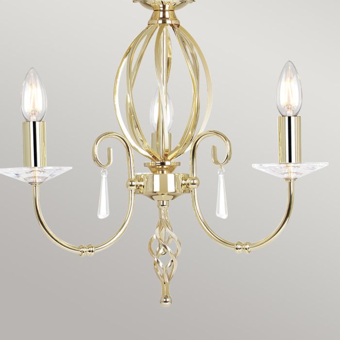 Aegean 3 Light Chandelier - Polished Brass