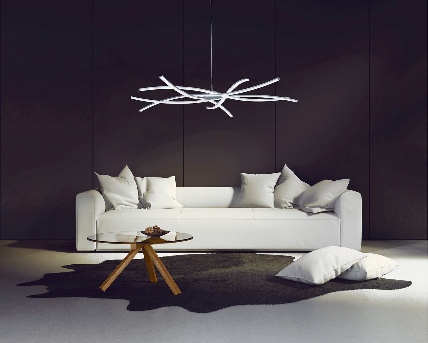 Aire Semi Flush, 42W LED, 3000K, 3700lm, Silver/Frosted Acrylic/Polished Chrome, 3yrs Warranty by Mantra