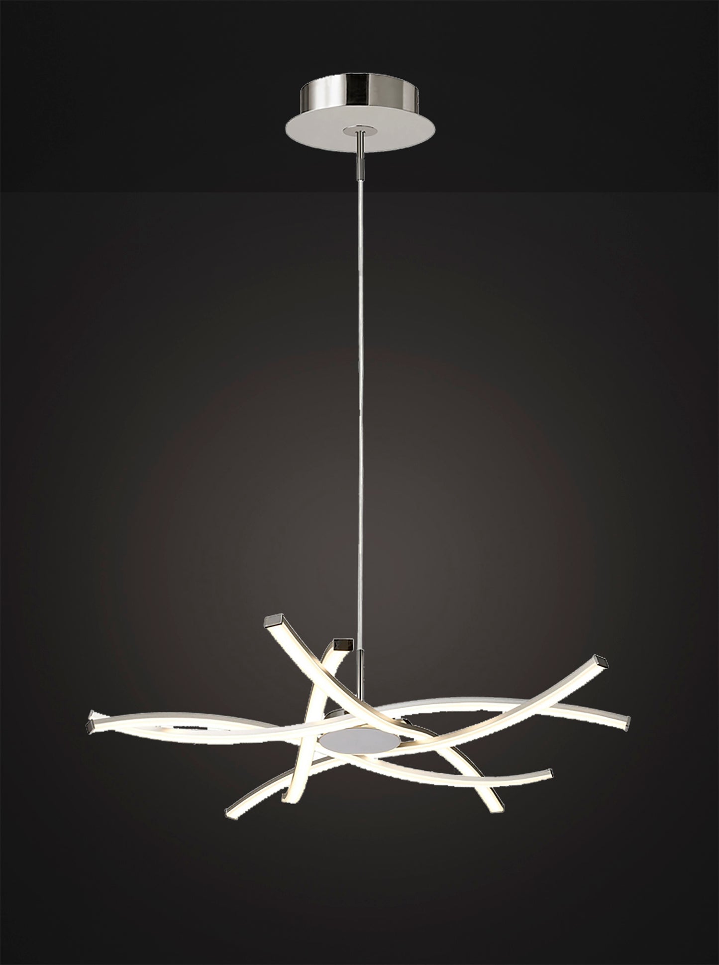 Aire LED Pendant 71cm Round 42W 3000K, 3700lm, Silver/Frosted Acrylic/Polished Chrome, 3yrs Warranty by Mantra