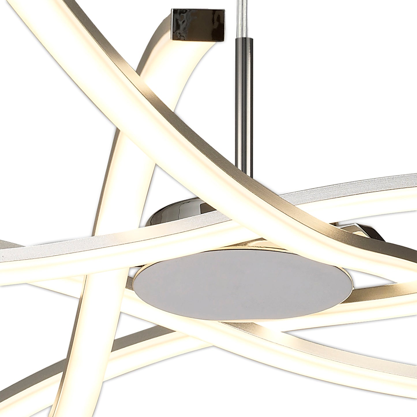 Aire LED Pendant 71cm Round 42W 3000K, 3700lm, Silver/Frosted Acrylic/Polished Chrome, 3yrs Warranty by Mantra