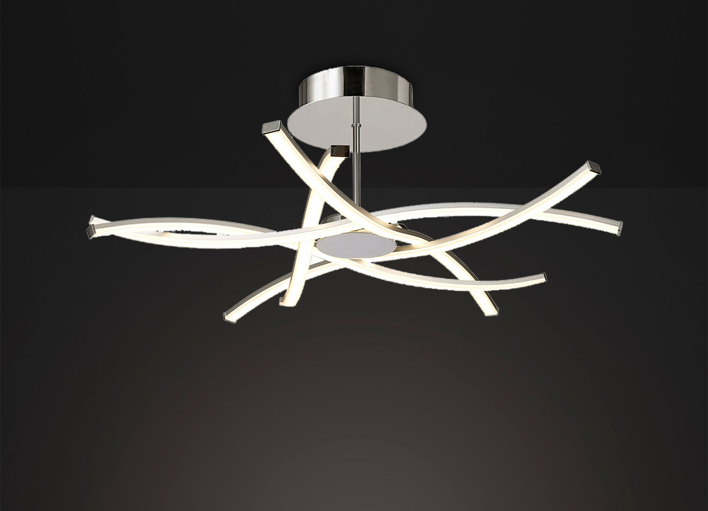 Aire Semi Flush, 42W LED, 3000K, 3700lm, Silver/Frosted Acrylic/Polished Chrome, 3yrs Warranty by Mantra