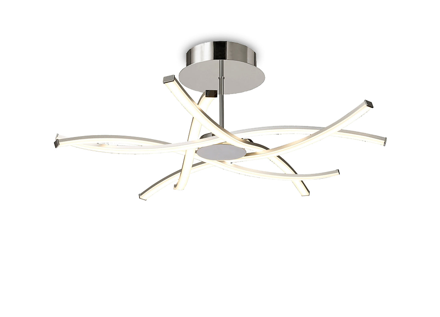 Aire Semi Flush, 42W LED, 3000K, 3700lm, Silver/Frosted Acrylic/Polished Chrome, 3yrs Warranty by Mantra