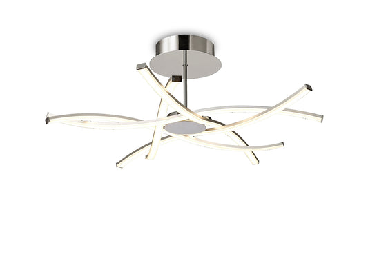 Aire Semi Flush, 42W LED, 3000K, 3700lm, Silver/Frosted Acrylic/Polished Chrome, 3yrs Warranty by Mantra