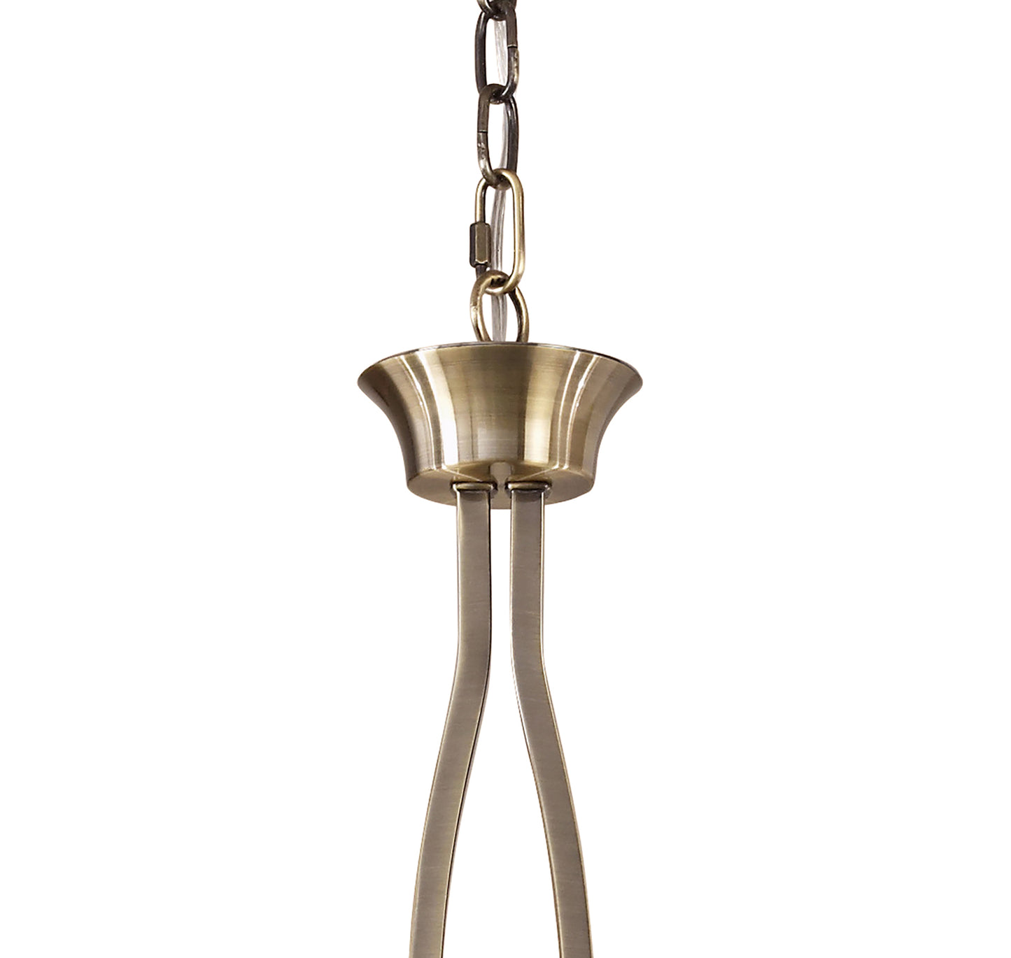 Akira Linear Pendant 2 Arm 6 Light E14, Antique Brass With Cream Shades by Mantra