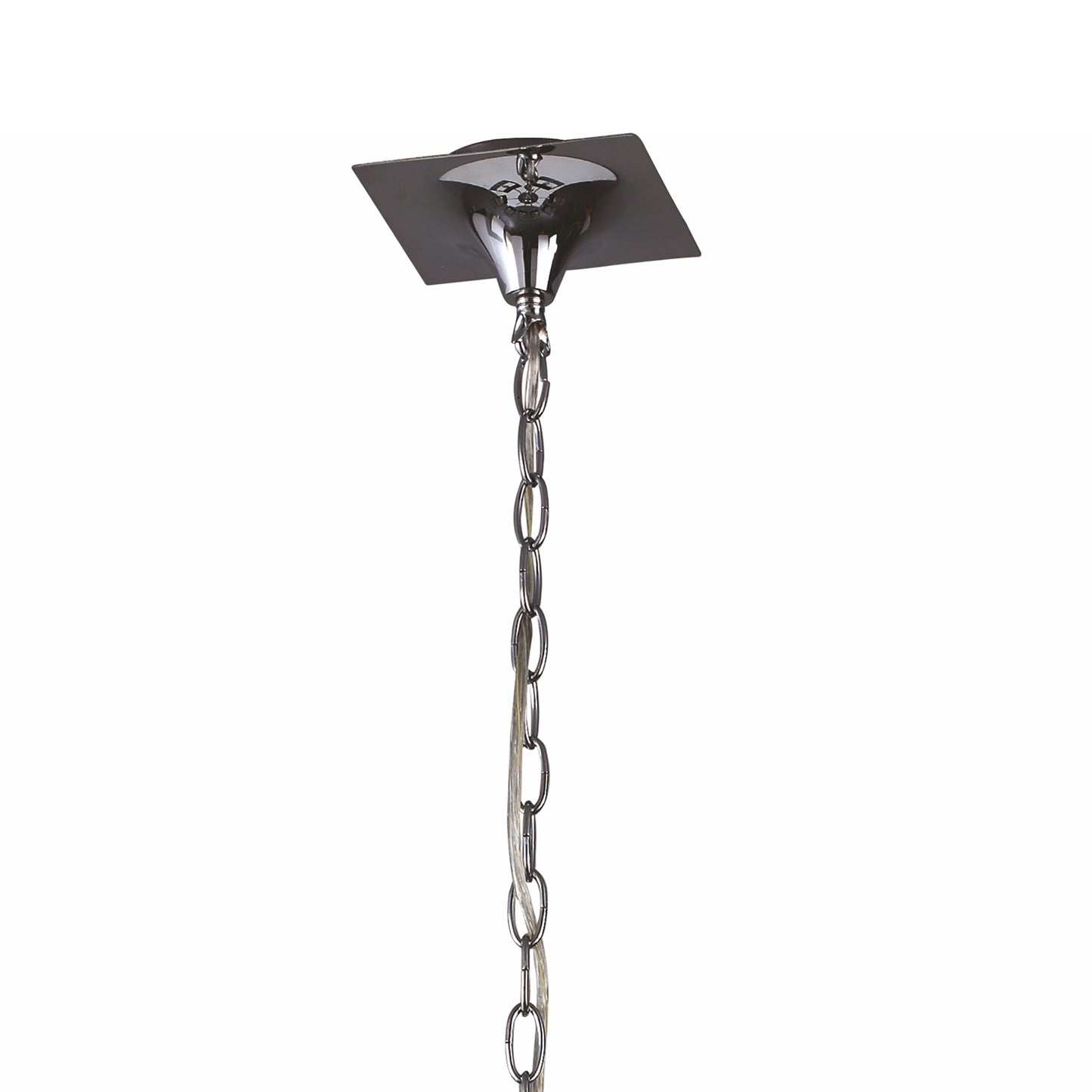 Akira Linear Pendant 2 Arm 6 Light E14, Polished Chrome With Black Shades by Mantra